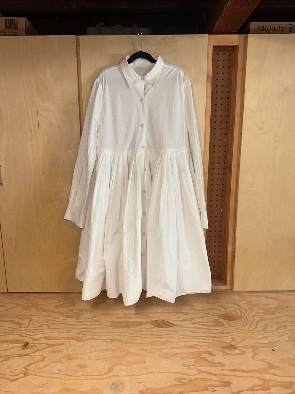 CO White Button-Front Long Sleeve Shirt Dress